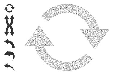 polygonal mesh refresh icon with simple pictograms vector image
