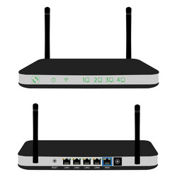 router front and back view vector