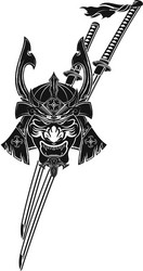Samurai Helmet and Mask Vector Image