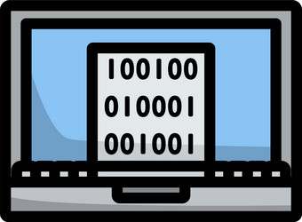 laptop with binary code icon vector image