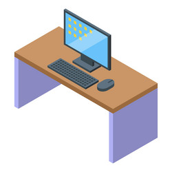 modern desktop computer setup on wooden table vector image