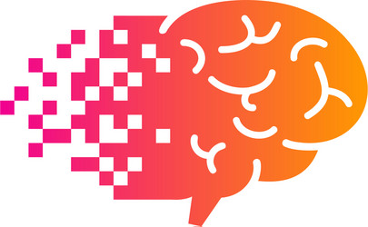 Pixel art brain logo icon design Royalty Free Vector Image