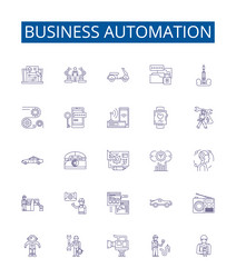 Business automation line icons signs set design vector