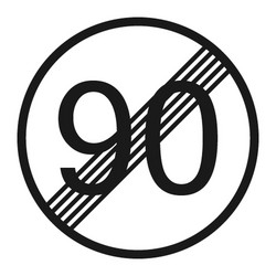 End maximum speed limit 90 sign line icon vector