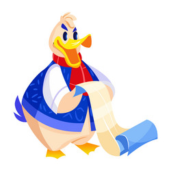 funny duck character in flat style vector image