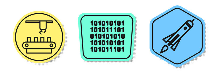 set line factory conveyor system belt binary code vector image