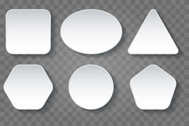 Various shape blank white buttons set vector