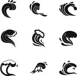 wave icons set simple style vector image