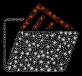 Bright mesh wire frame document folder with light vector