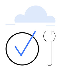 cloud service setup with checkmark and wrench vector image