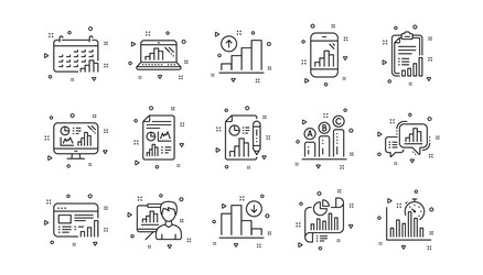 graph line icons charts and graphs presentation vector image