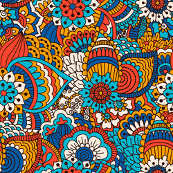 Hand drawn seamless pattern with floral elements vector