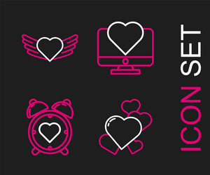 set line heart in the center alarm clock computer vector image