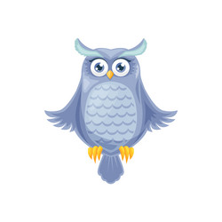 blue owl wisdom symbol isolated wise cartoon bird vector