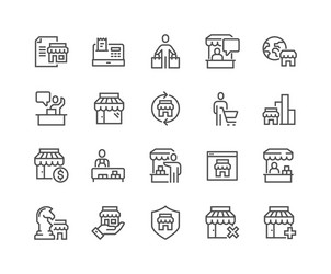 Line shopping and market icons vector