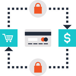 secure transactions flat web icon concept vector image