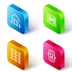 Set isometric line network cloud connection vector