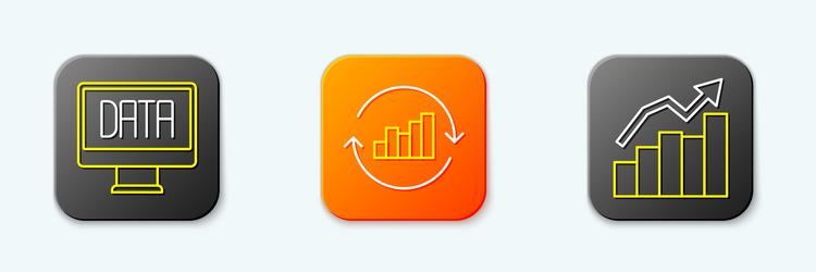 set line data analysis pie chart infographic vector image