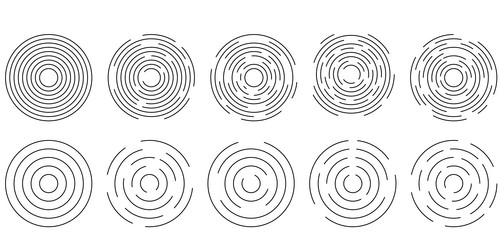 set of circular ripple icons concentric circles vector image
