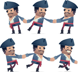 set of pirate character in different poses vector