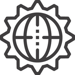 global processing flat line web icon concept vector image