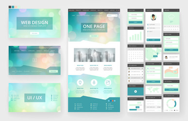 website design template and interface elements vector image