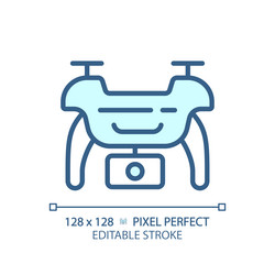 2d customizable thin linear blue drone icon vector