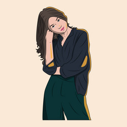 cartoon woman in relaxed style vector