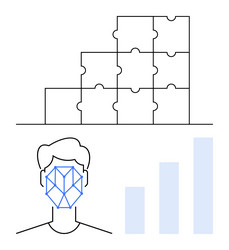 facial recognition concept with puzzle structure vector image