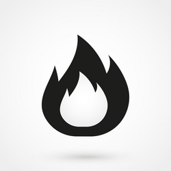 Fire flame icon black isolated on white Royalty Free Vector
