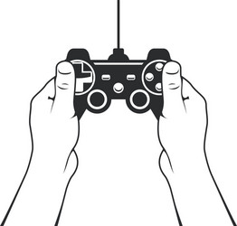 gamepad in hands icon - game console joystick vector