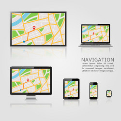 gps map on display of modern digital devices vector image