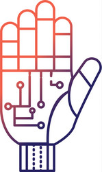 Line hand with circuits and cyberspace interface vector