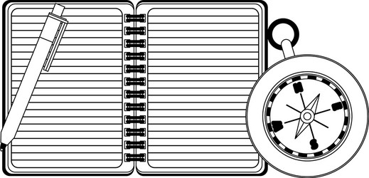 navigation diary notebook with pen isolated vector image