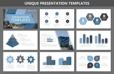 set of blue elements for multipurpose presentation vector