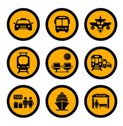 Social transport yellow icons vector