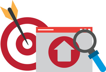 target upload and magnifying glass vector image