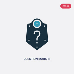 two color question mark in a shield icon from vector image