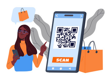 Payment via qr code concept vector