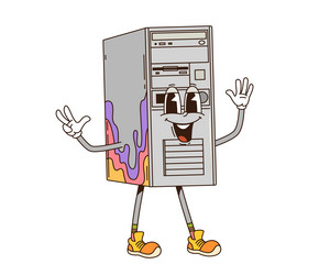 Retro Computer Character PC Case vector image