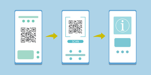 Three mobile screenqr code scan steps vector