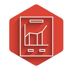 white line document with graph chart icon isolated vector image