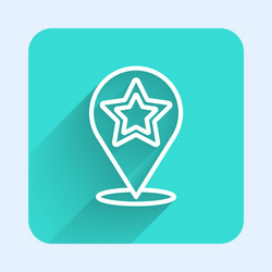white line map pointer with star icon isolated vector image