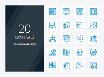 20 programming and coding blue color icon vector image