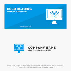 computer monitor wifi signal solid icon website vector image