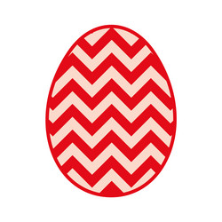 Easter egg with zig zag red print pattern vector