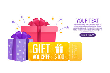 3d advertising with gift voucher presents people vector