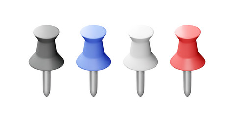 3d set of color push pins vector image