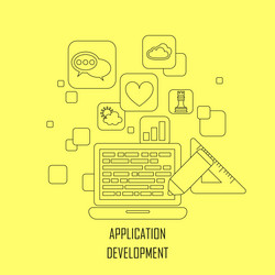 Application development in flat thin line style vector