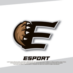 Claw esport logo letter e tiger bear vector